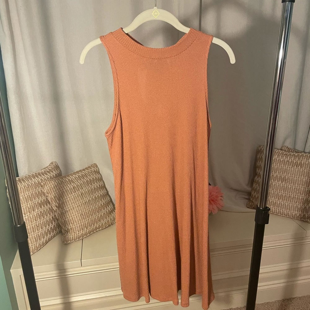 Orange Cotton GameDay Dress with Leopard Print Bow on back